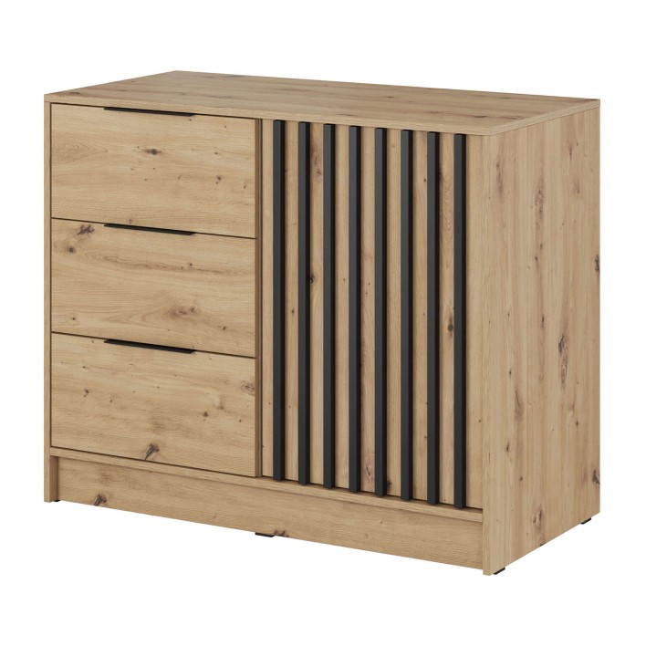 Komoda NELLY 2D Dąb Artisan Czarne lamele.jpg