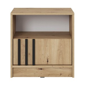 Szafka nocna NELLY | Dąb Artisan | Czarne Lamele