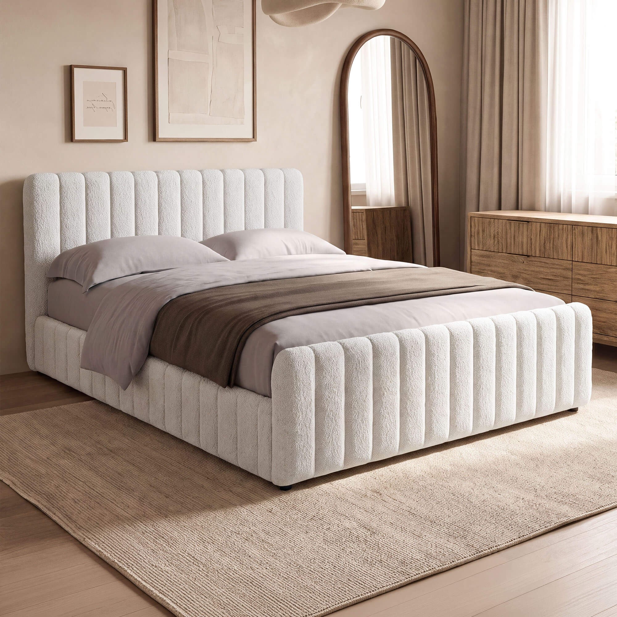  Łóżko tapicerowane z pojemnikiem SFG0167 | 160x200 | Boucle | Biały #2