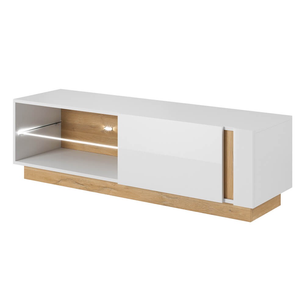 SZAFKA RTV (G) ARCO BIAŁY POŁYSK / DĄB GRANDSON