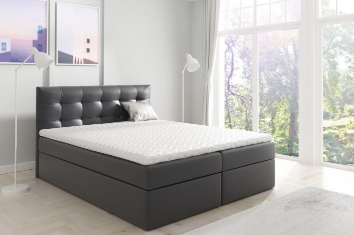 Łóżko kontynentalne TOP 1 w tkaninie Madryt 1100 czarna eko.jpg