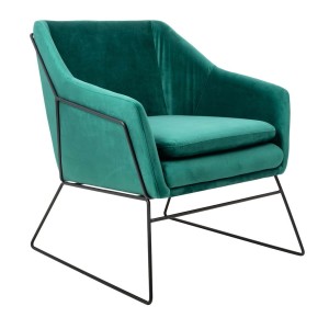 Fotel EMMA VELVET | Welur | Zielony ciemny | Podstawa czarna