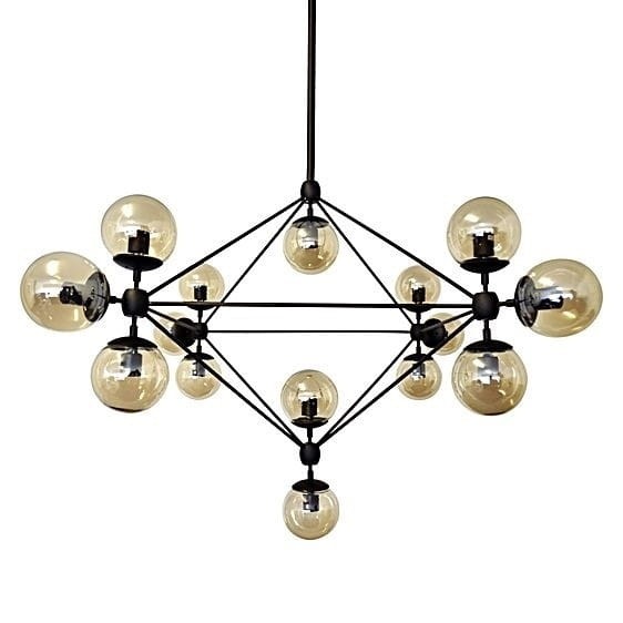 Lampa wisząca PLANETARIO 15 czarna - klosze dymione