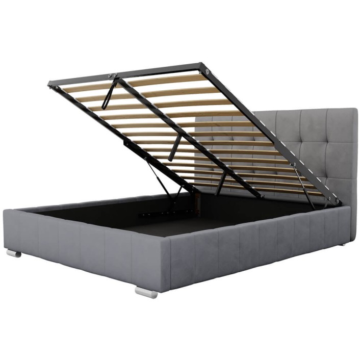 łóżko welurowe szare 180x200 z pojemnikiem