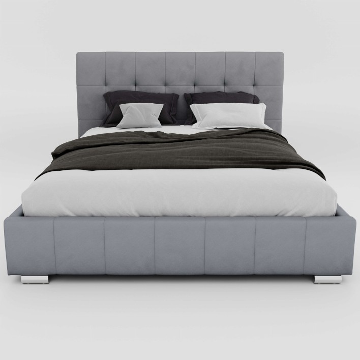 łóżko welurowe szare 180x200 z pojemnikiem