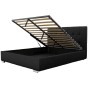 łóżko tapicerowane 140x200 czarne z pojemnikiem