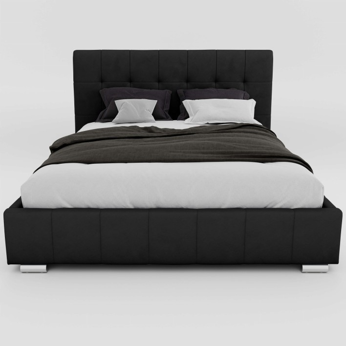 łóżko tapicerowane 140x200 czarne z pojemnikiem