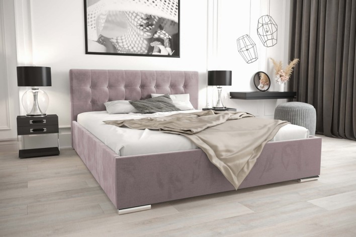 łóżko tapicerowane 140x200 z pojemnikiem monolith 62