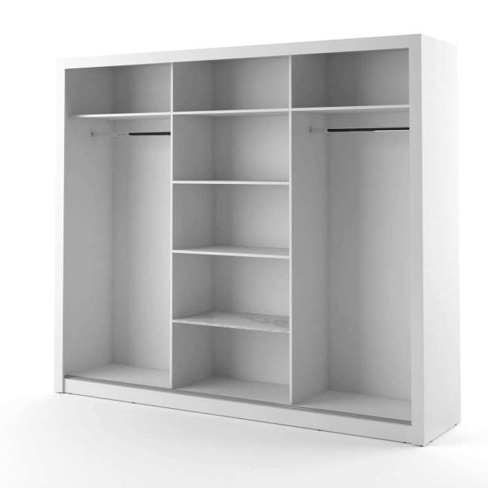 szafa przesuwna trzydrzwiowa biała z lustrem