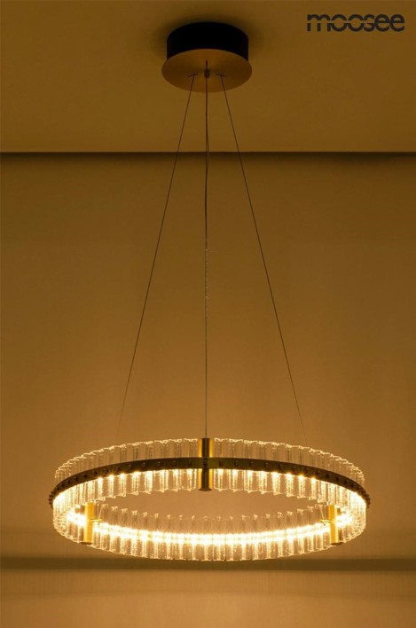 MOOSEE lampa wisząca SATURNUS 70 złota - LED, kryształ, stal szczotkowana