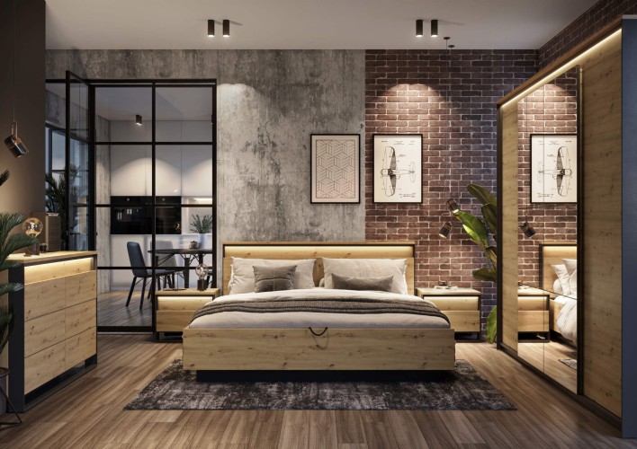 łóżko loftowe 160x200 led