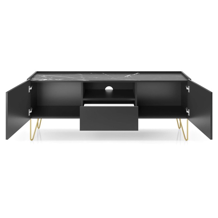 elegancka szafka RTV 144 czarny marmur