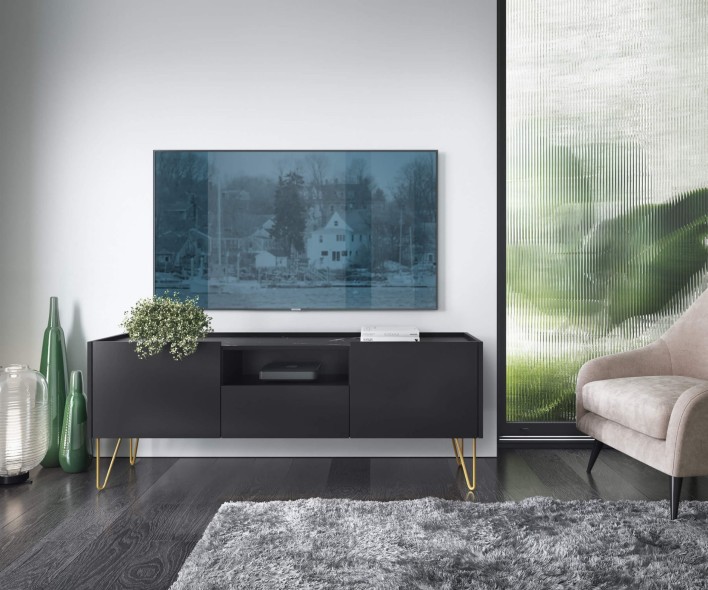 nowoczesna szafka RTV czarny marmur