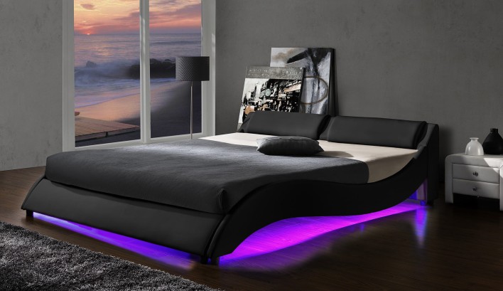 ŁÓŻKO TAPICEROWANE DO SYPIALNI 160x200 868 LED CZARNE