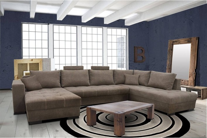 duży narożnik z funkcją spania w kształcie U