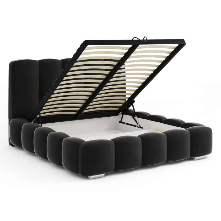 łóżko 160x200 czarne z pojemnikiem