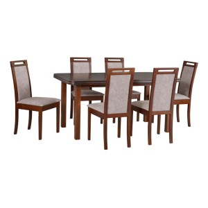 Zestaw stół WENUS 5 + 6 krzeseł drewnianych ROMA 6
