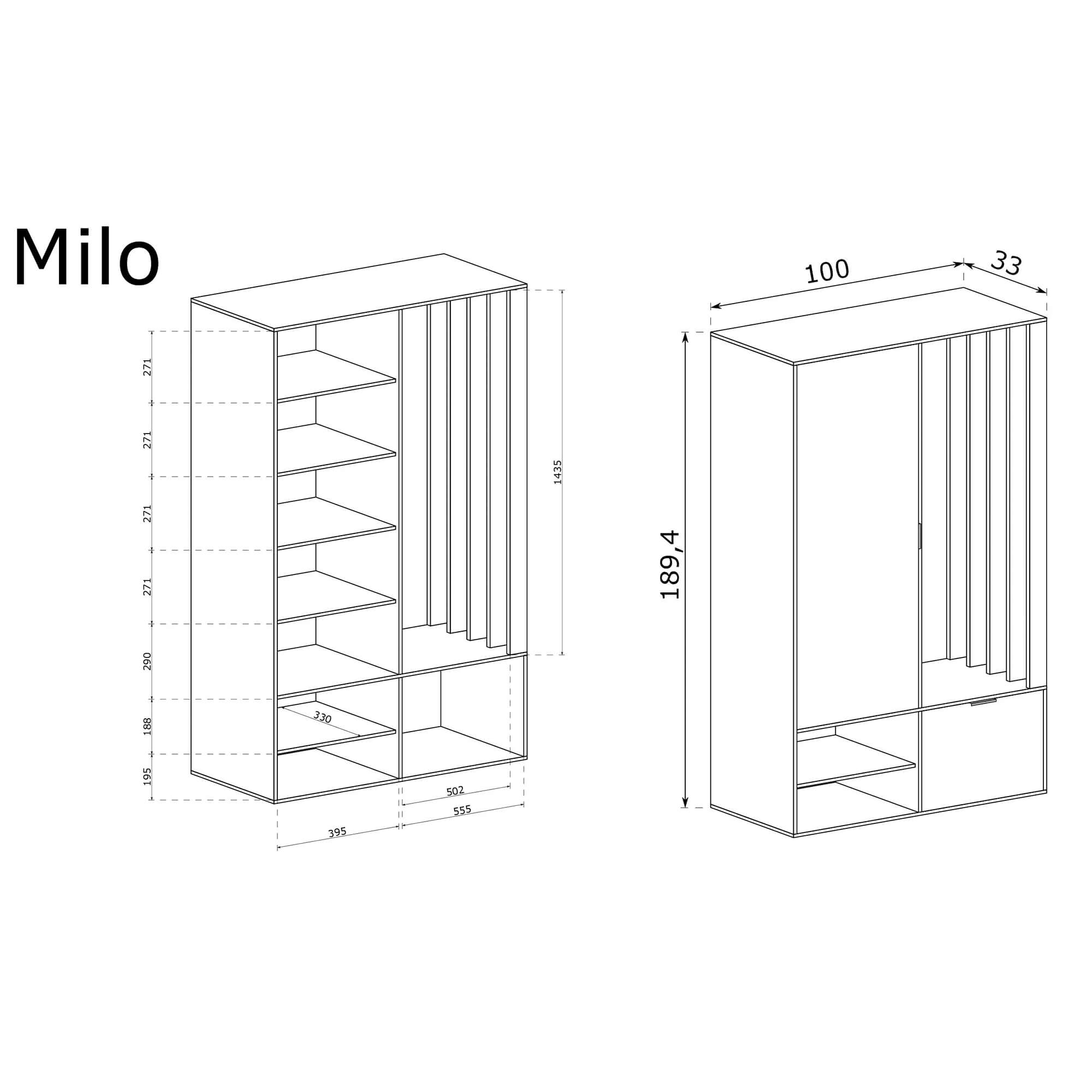 Garderoba MILO UNI Stone Green
