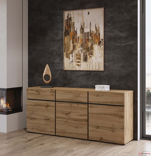 Komoda CROSS 3D3S | 180cm | 24N6MY43 | Dąb wotan, czarny