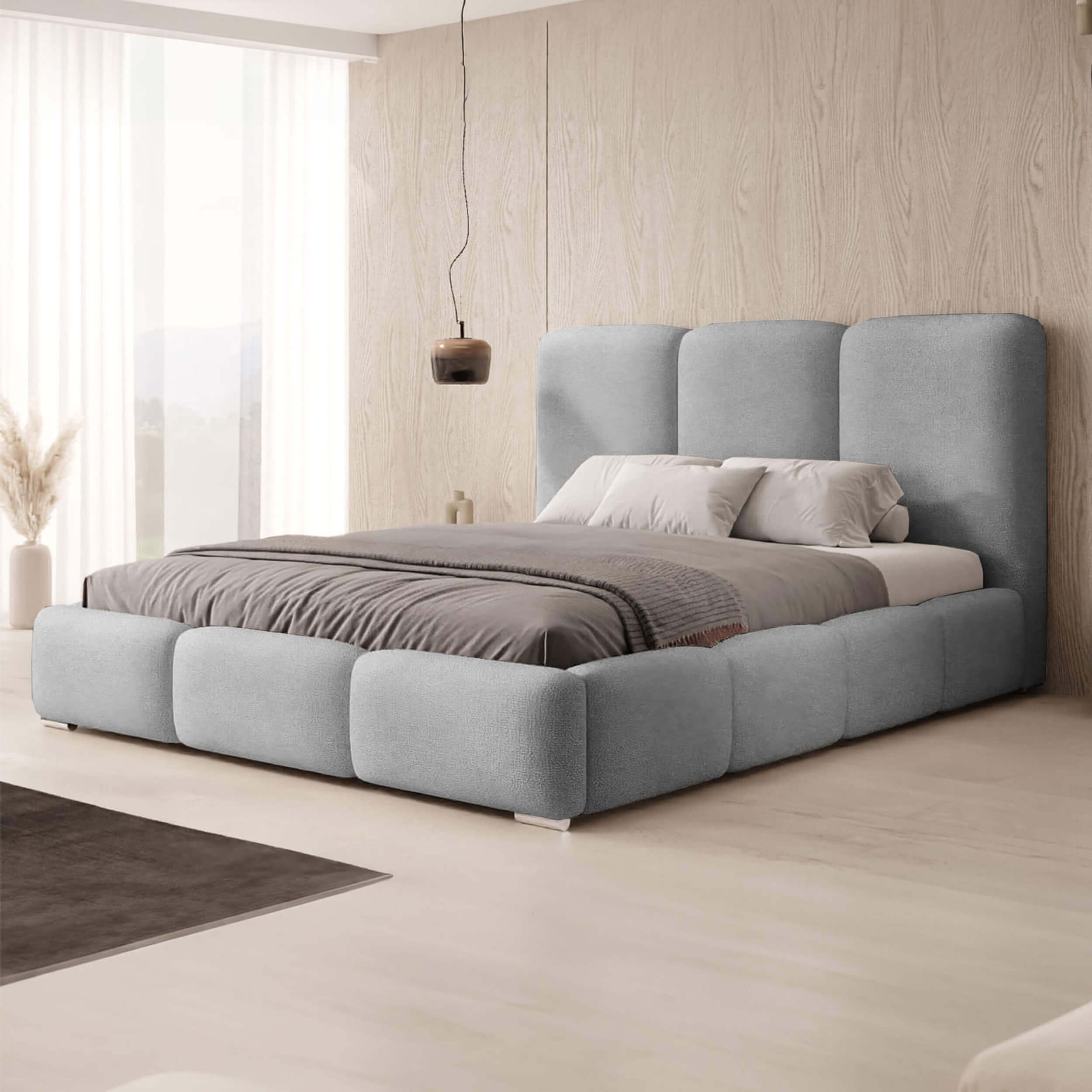 Zdjęcie produktu Łóżko tapicerowane z pojemnikiem 4241G | 140x200 | Welur | Szary