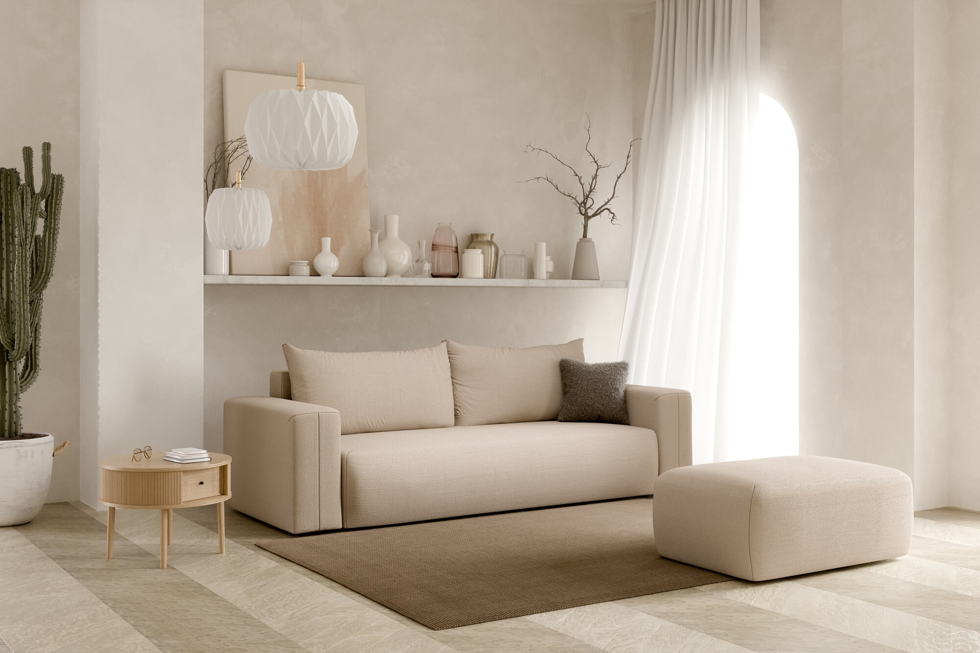 Sofa z funkcja spania LECCO w tkaninie Aragon