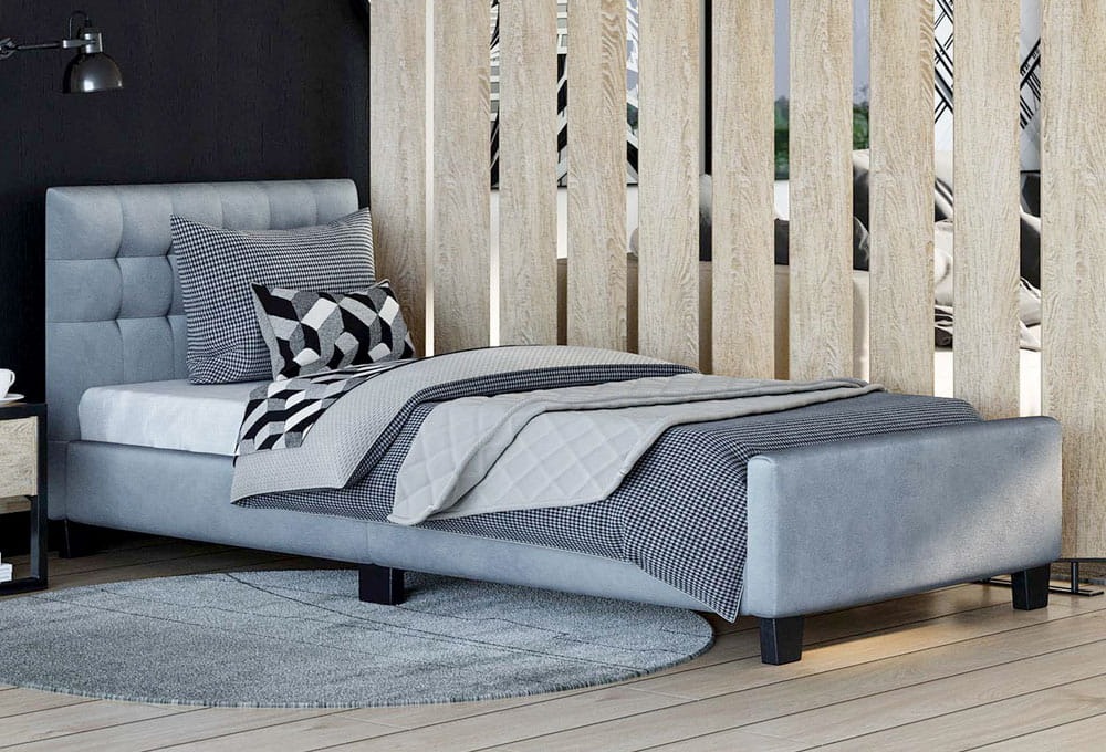Łóżko tapicerowane SF942 | 90x200 | Welur | Szary | OUTLET