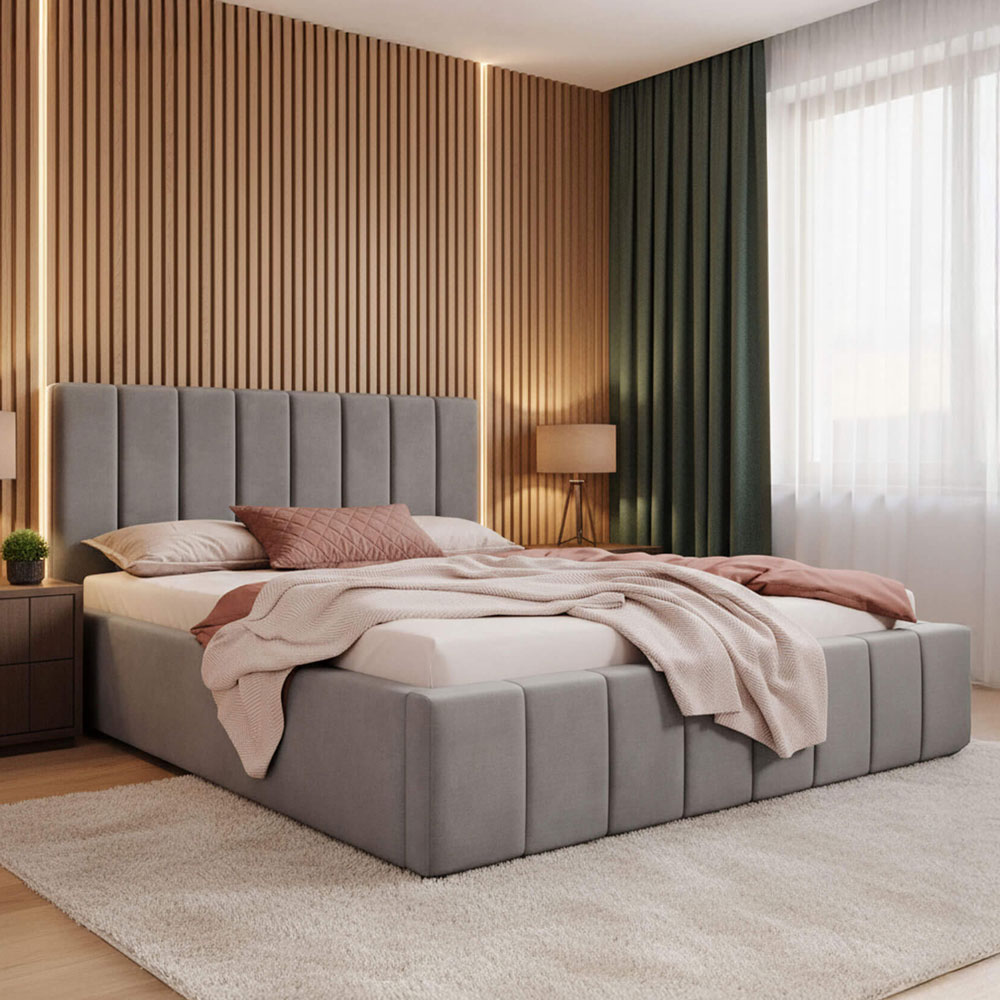 Zdjęcie produktu Łóżko tapicerowane SF1069 | 160x200 | Welur | Szary