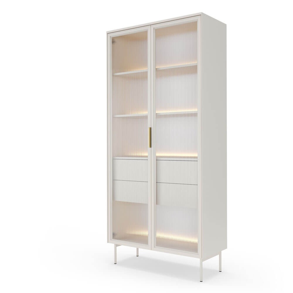 Witryna wysoka LUMI 2D2S + LED (A) | 91cm | Kaszmir