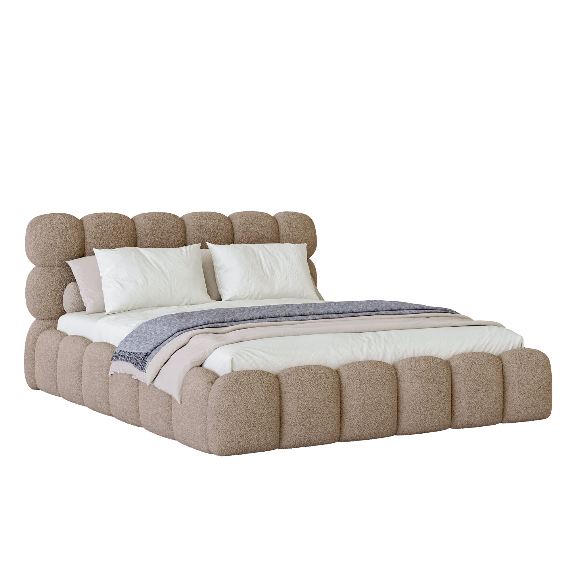 Zdjęcie produktu Łóżko tapicerowane z pojemnikiem SFG0201 | 160x200 | Boucle | Ciemny Beż #4