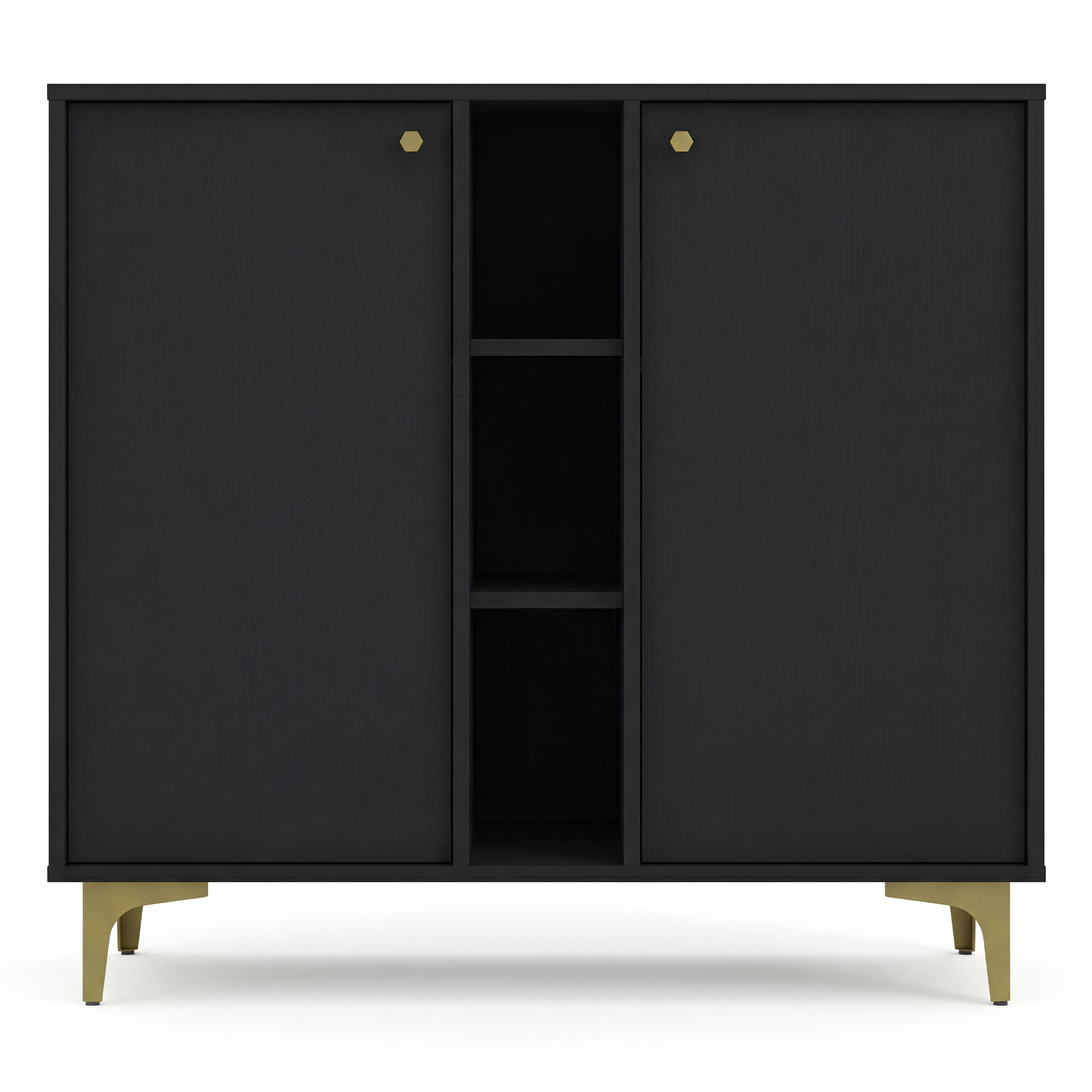 Komoda TOKYO 2 2F | Typ 822 | Czarny grafit | Złote nogi proste