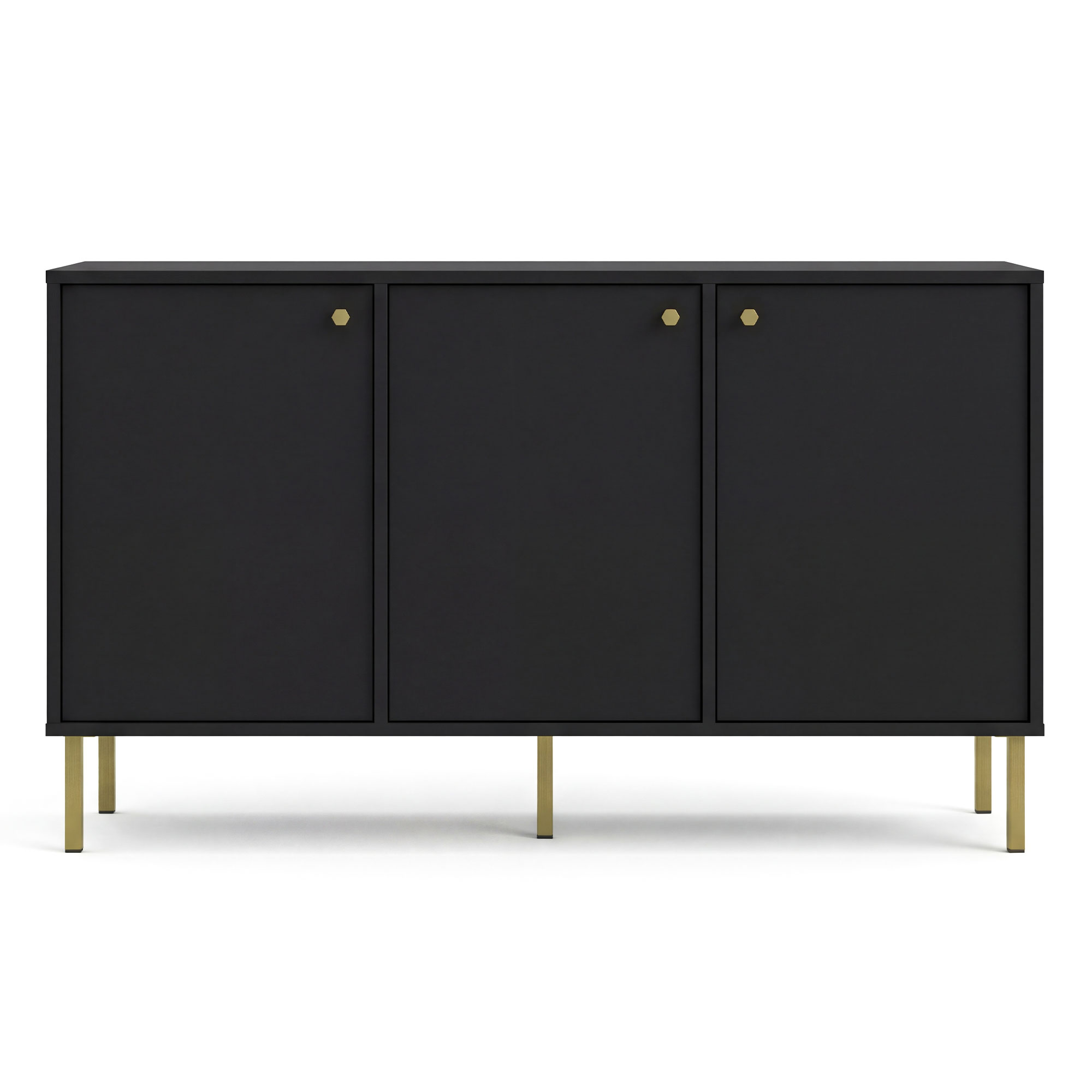 Komoda TOKYO 2 3F | Typ 813 | Czarny grafit | Złote nogi proste