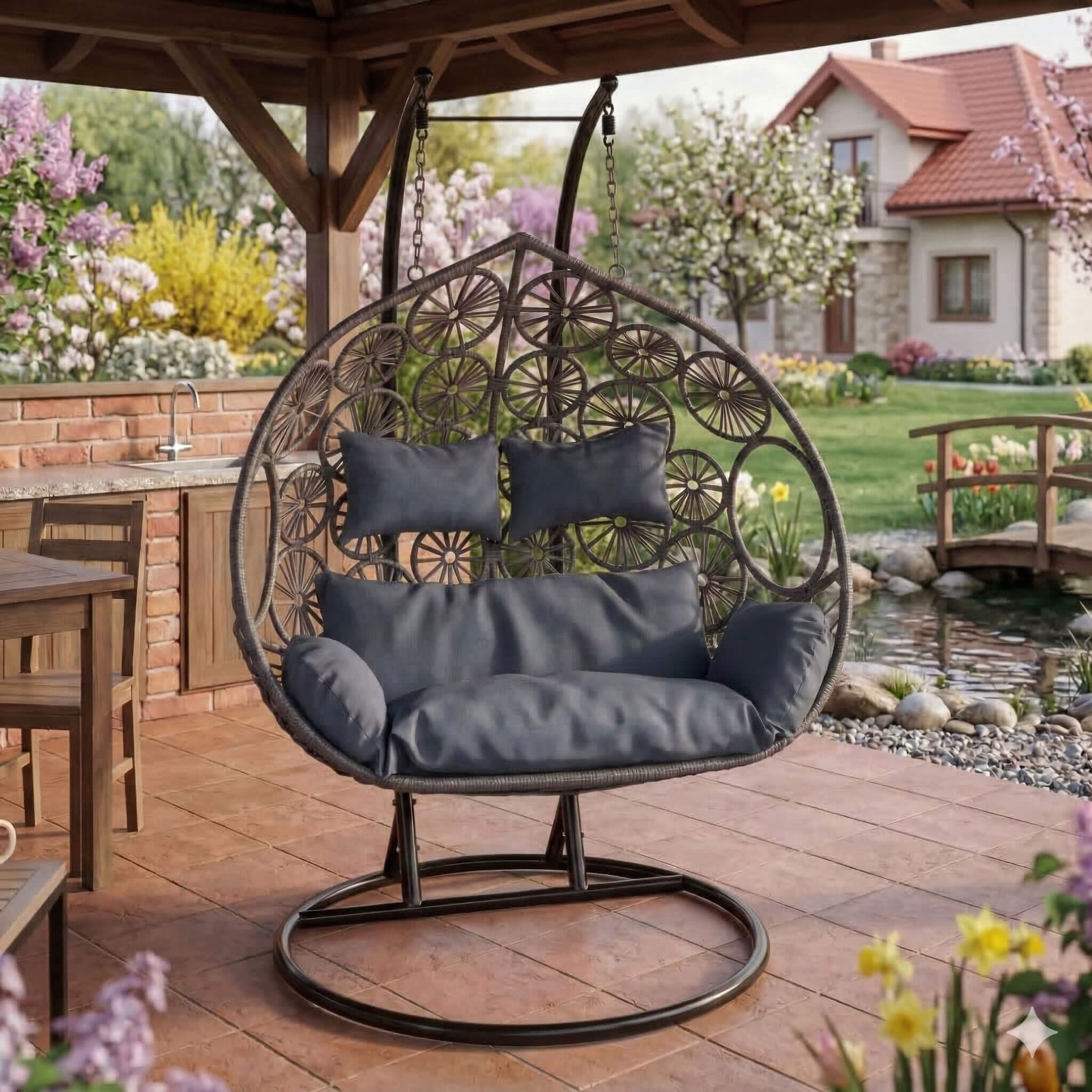 fotel ogrodowy dwuosobowy szary