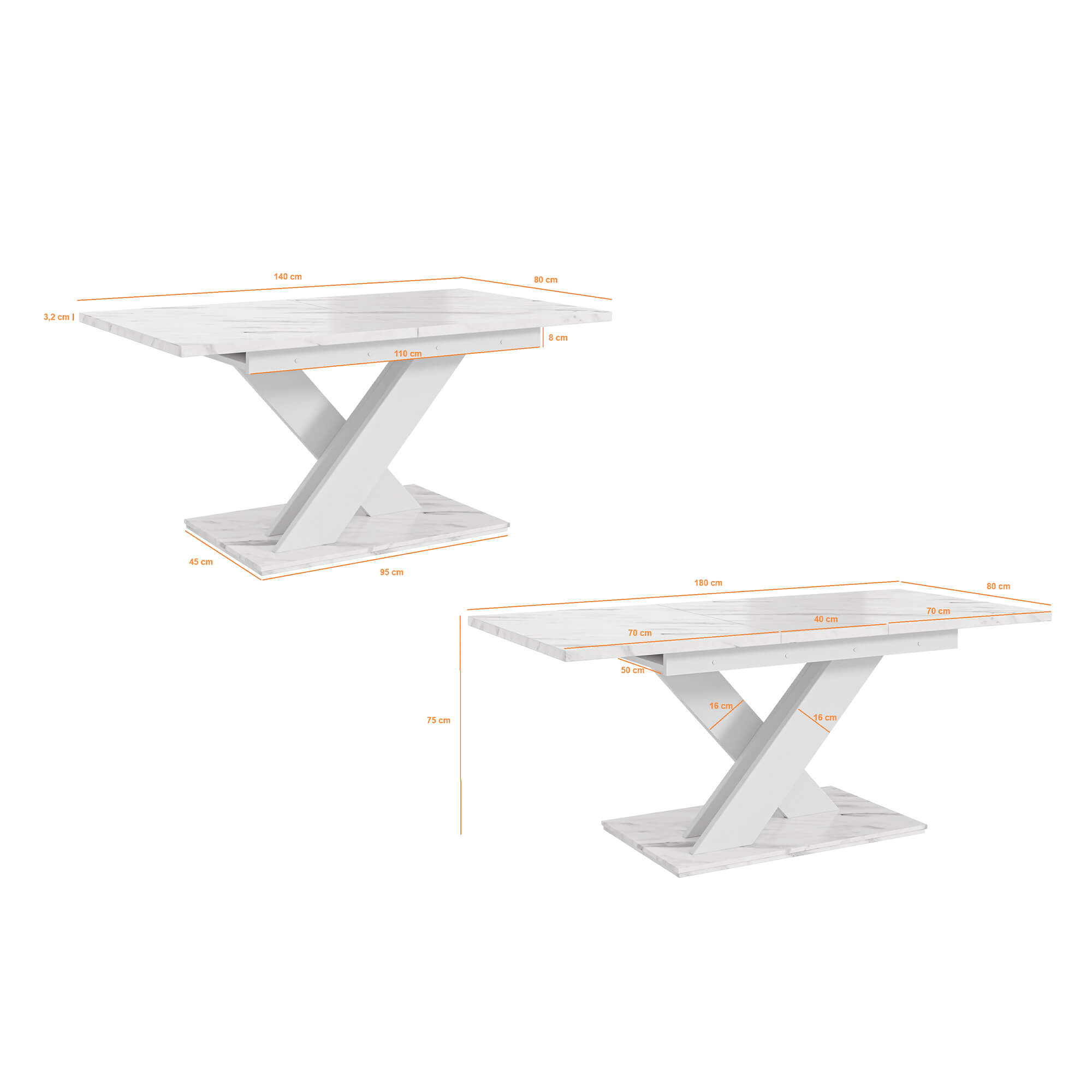 Stół BRONX biały kamień