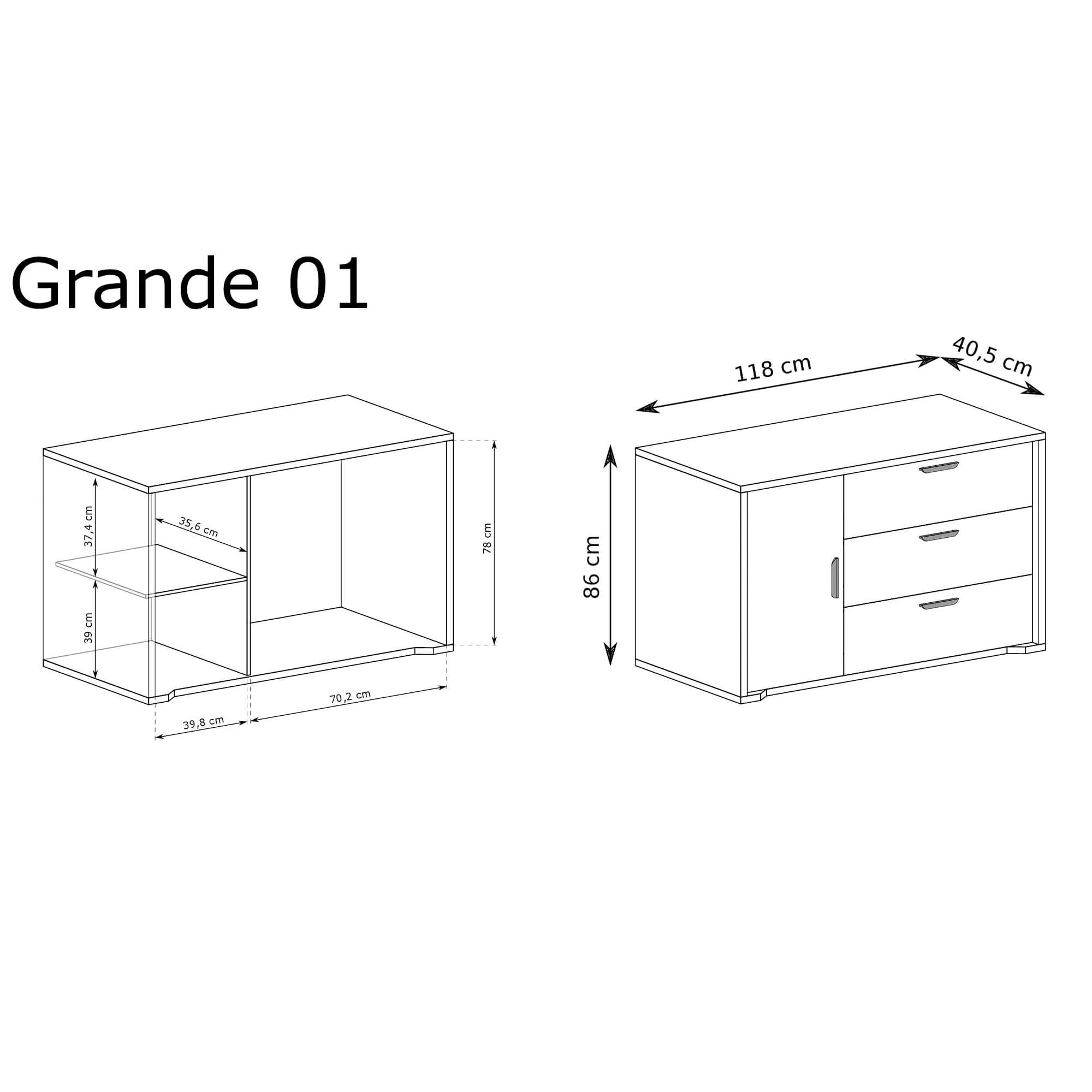 Komoda GRANDE G-1 Dąb Cremona - widok ogólny