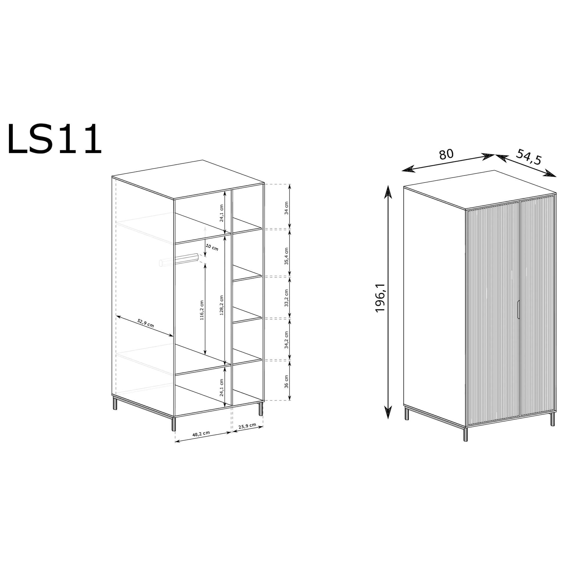 Nowoczesna szafa LS-11 Green Stone - widok ogólny