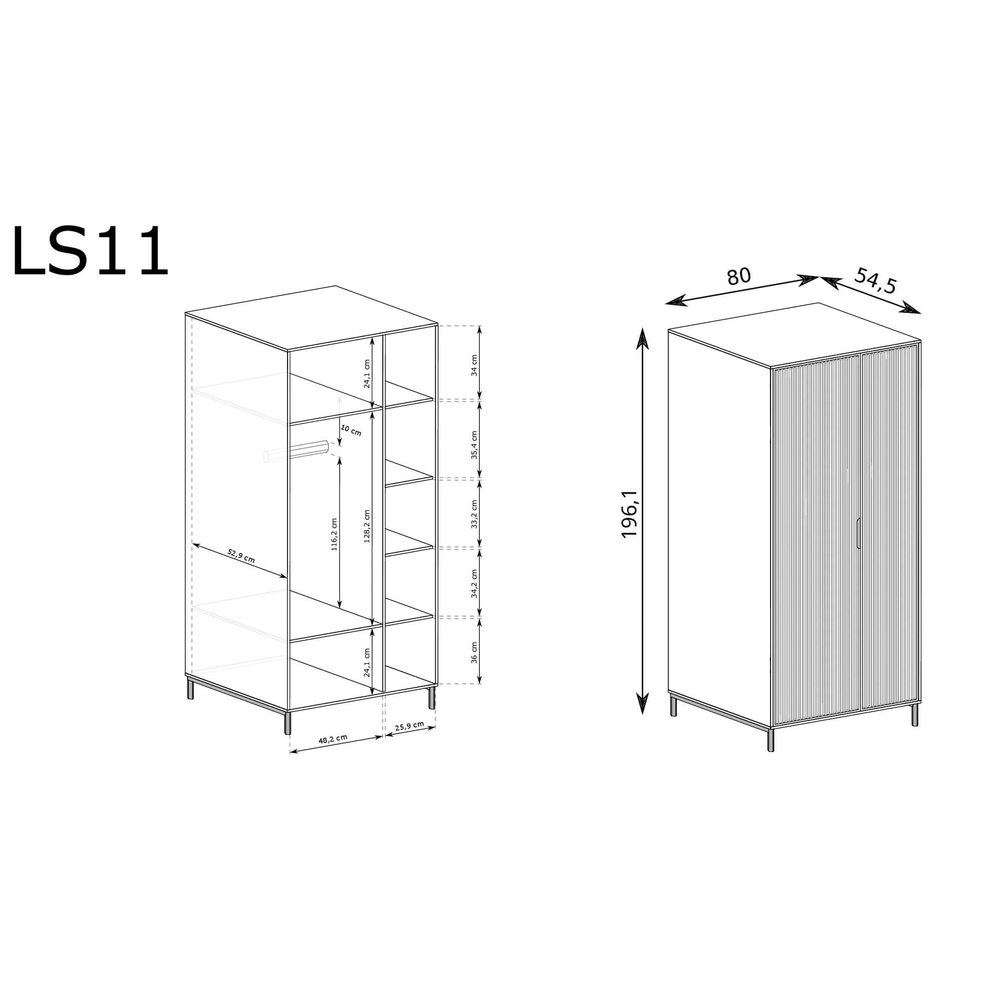 Nowoczesna szafa LS-11 Green Stone - widok ogólny