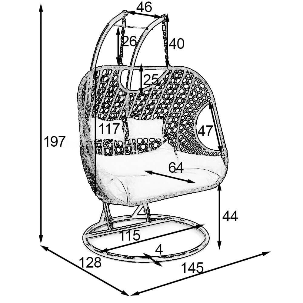 fotel ogrodowy dwuosobowy brązowy