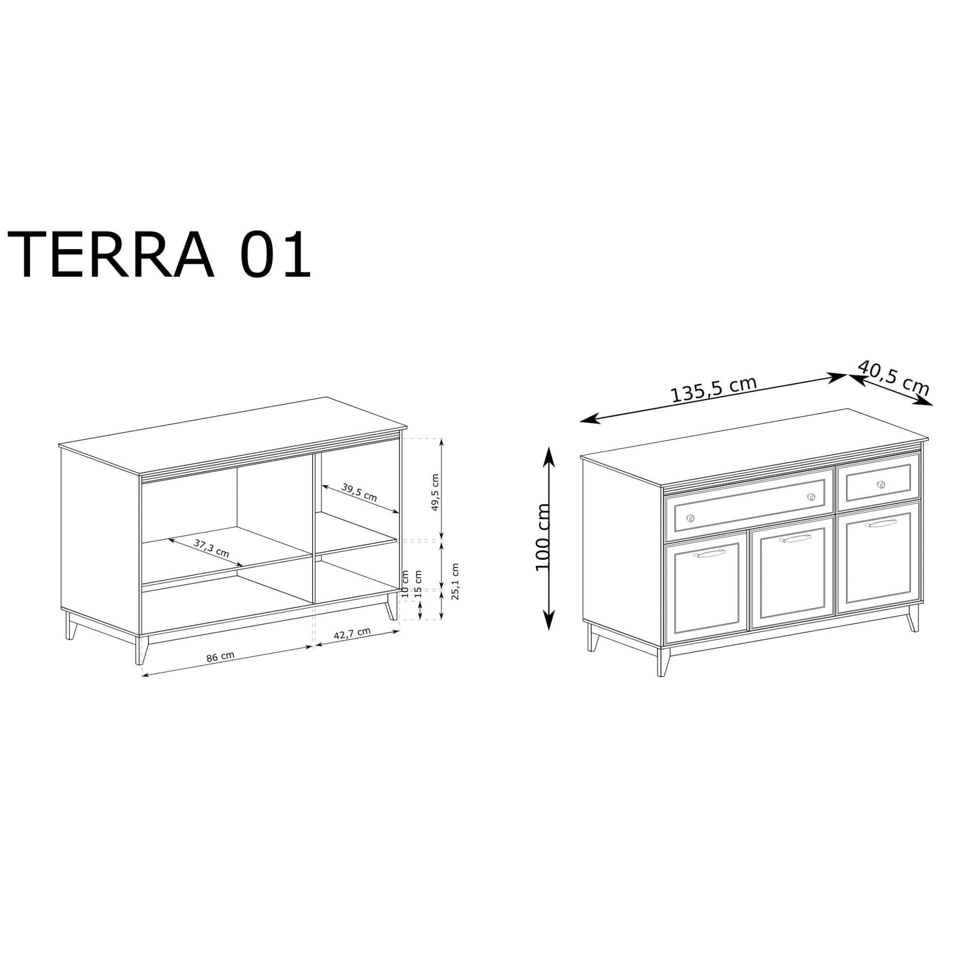 Komoda TERRA TA-1 Szary Diamentowy