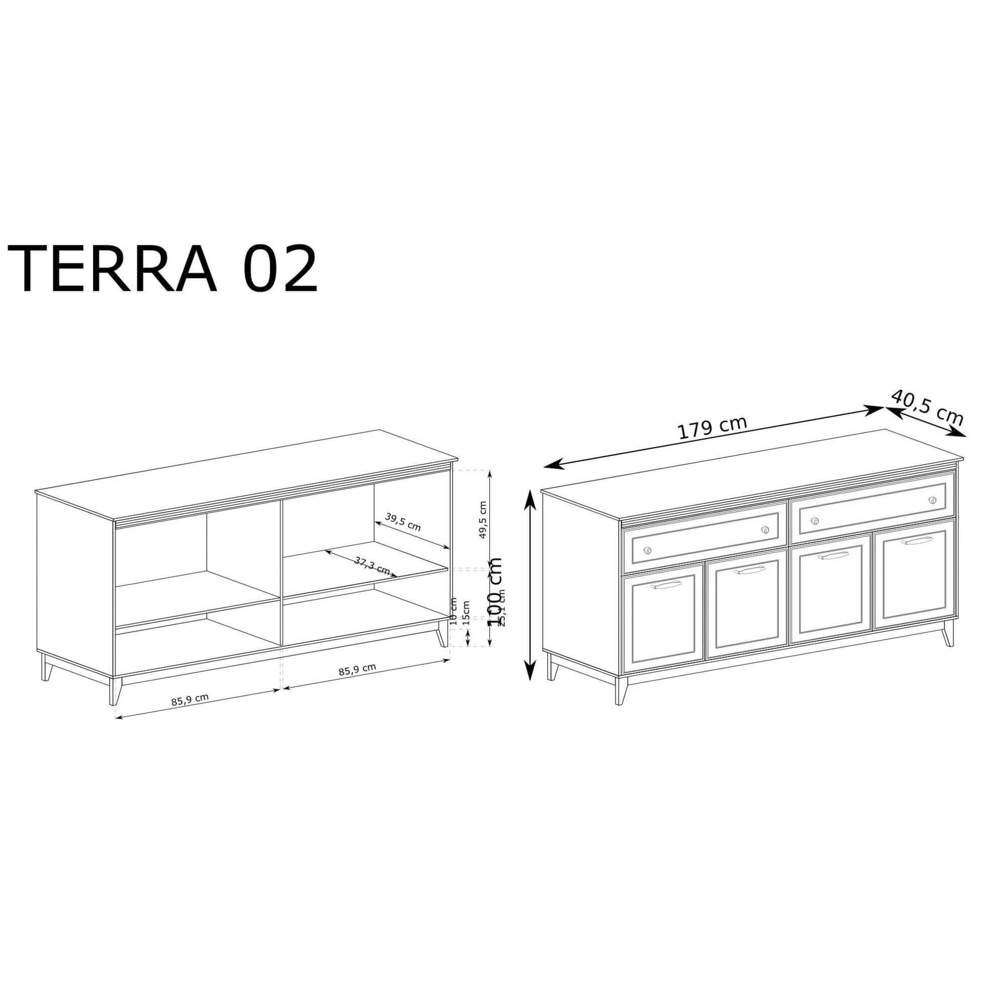 Komoda TERRA TA-2 Szary Diamentowy