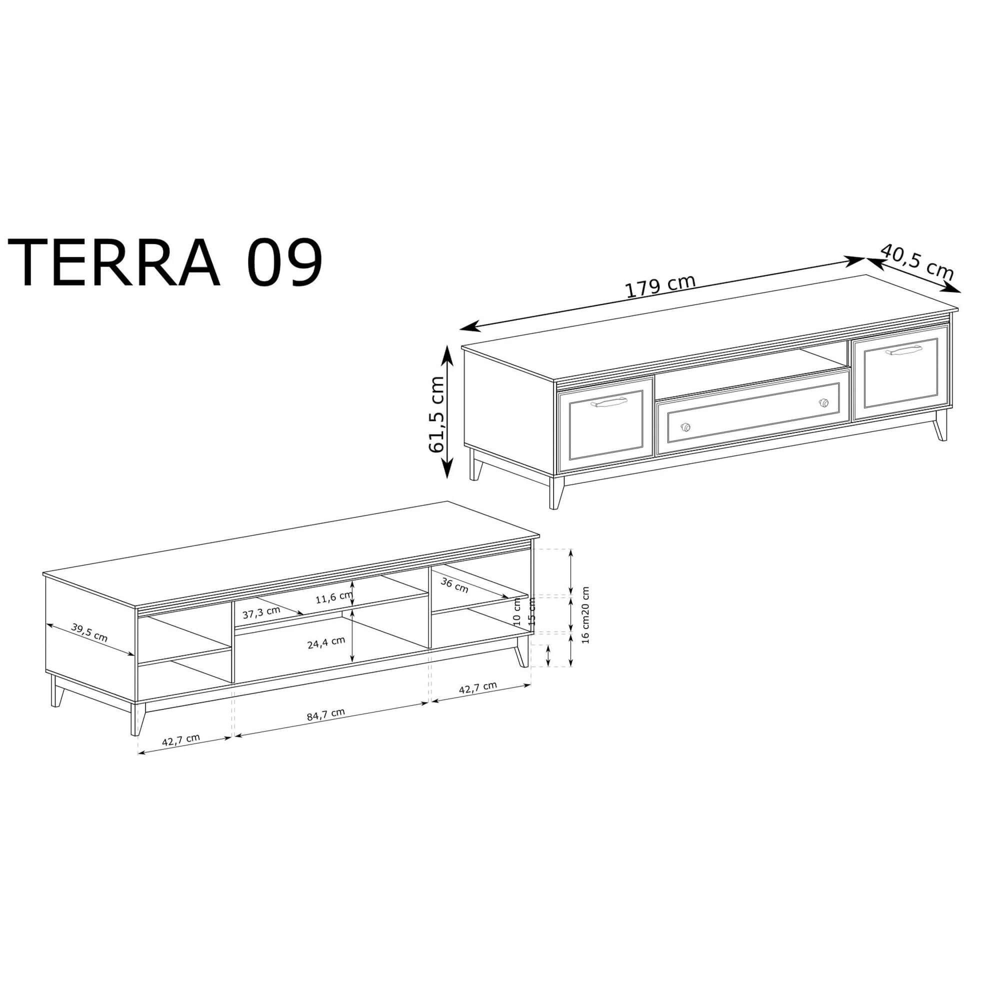 Szafka RTV TERRA TA-9 Szeroka Szary Diament