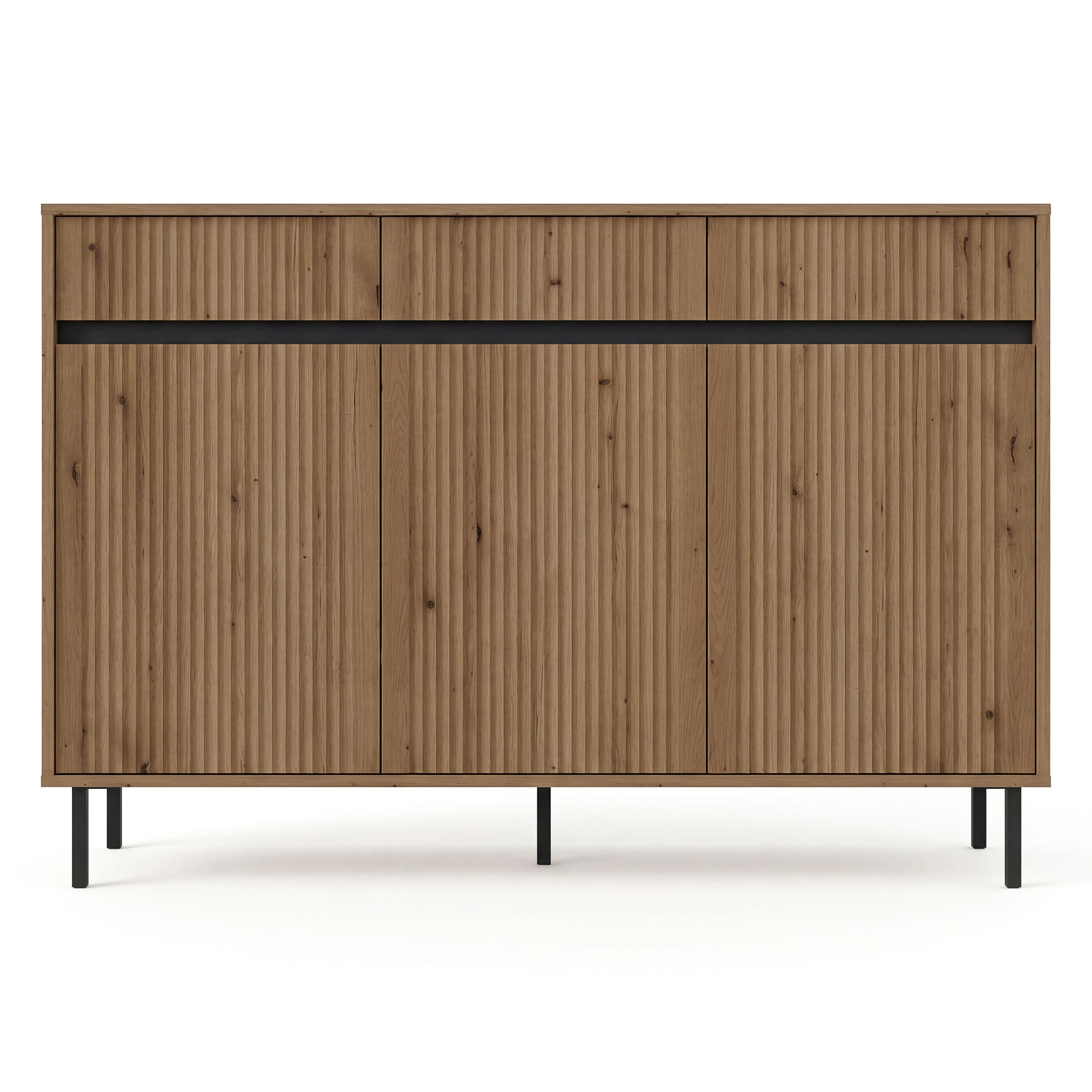 Komoda ryflowana OSAKA 3F3S | 833 | Dąb evoke | SZYBKA WYSYŁKA