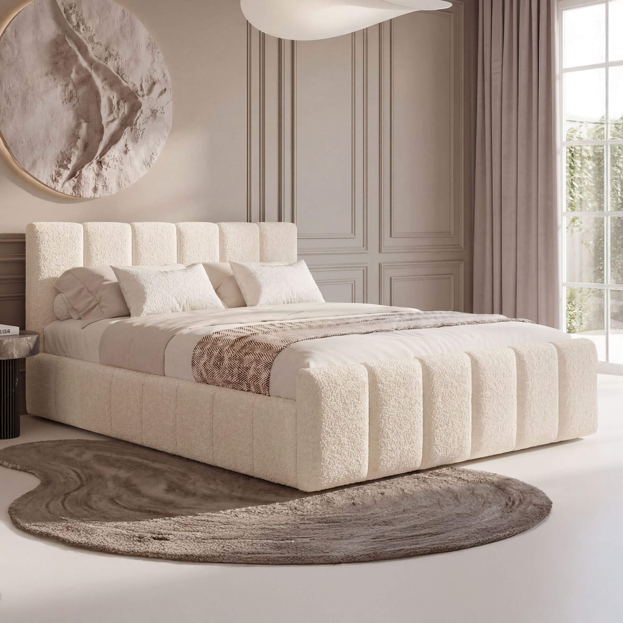 Łóżko tapicerowane z pojemnikiem SFG0166 | 180x200 | Boucle | Beż #3