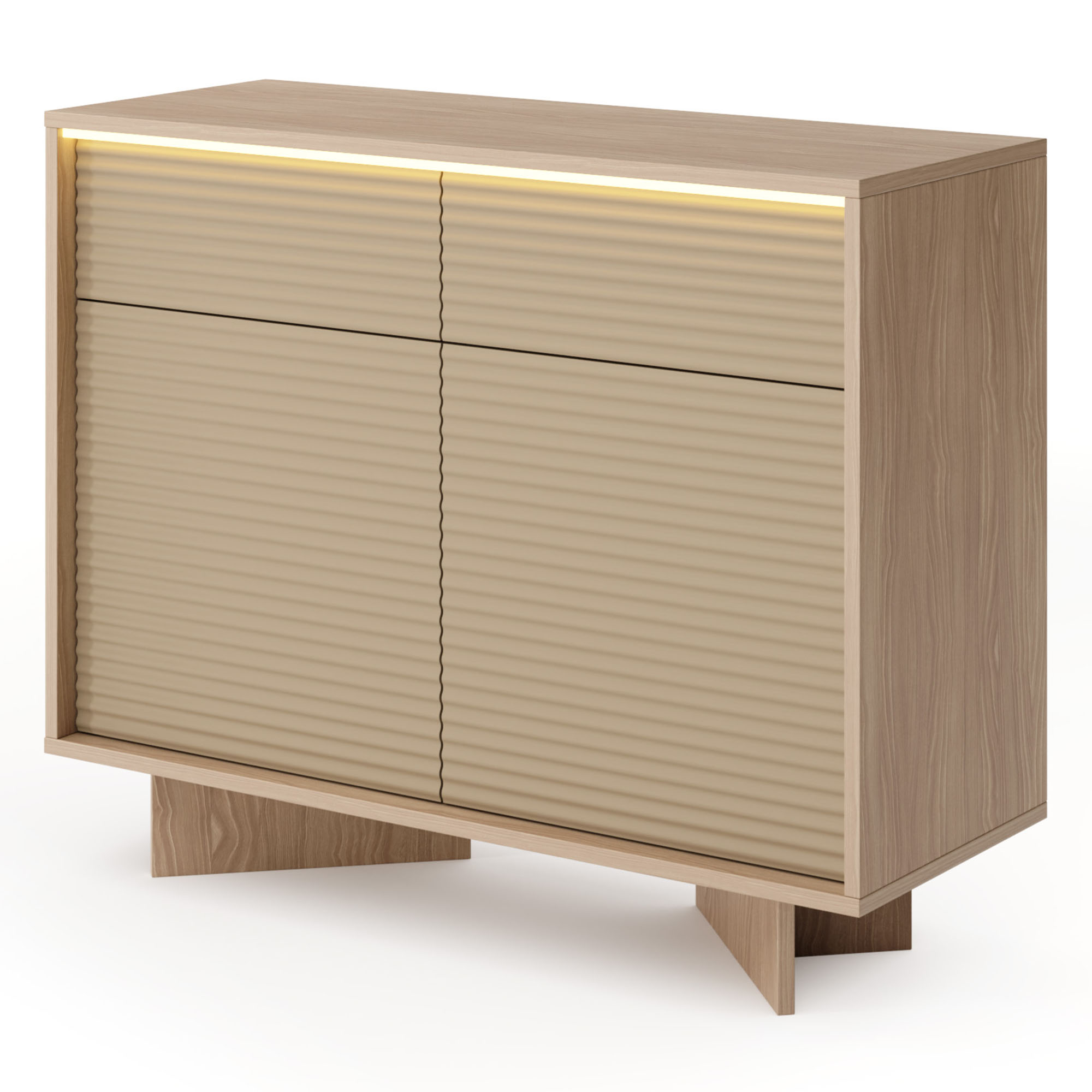Komoda SEMI | 2D2S + LED | Bolivar naturalny + cappuccino