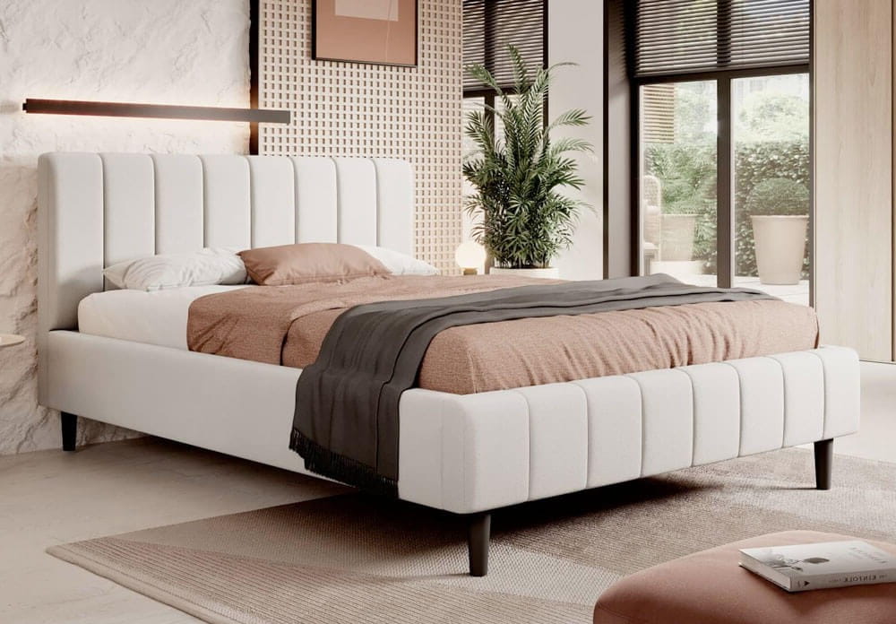 Łóżko tapicerowane SF1026 | 140x200 | Welur | Beżowy | OUTLET