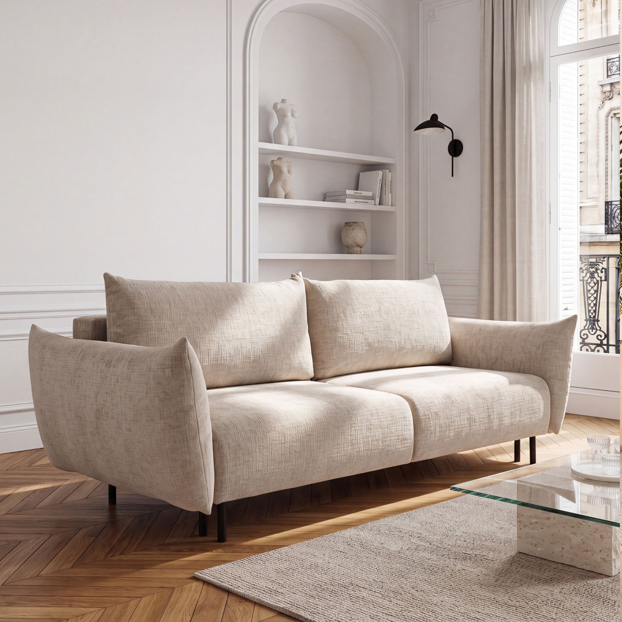 Sofa rozkładana ADEL w stylu japandi