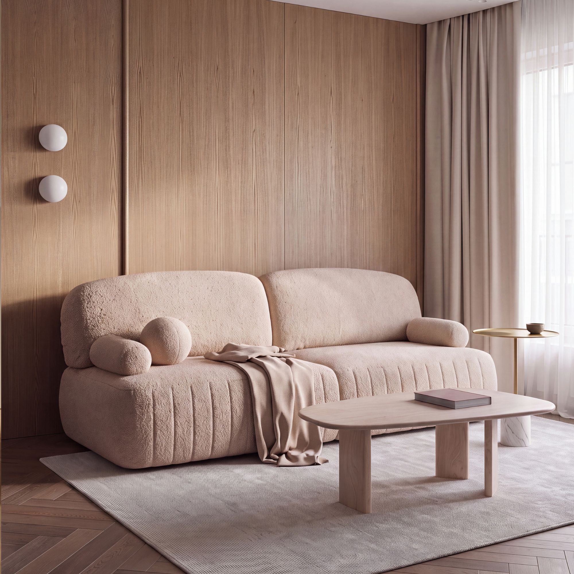 Sofa z funkcją spania LINN z zaokrąglonymi krawędziami