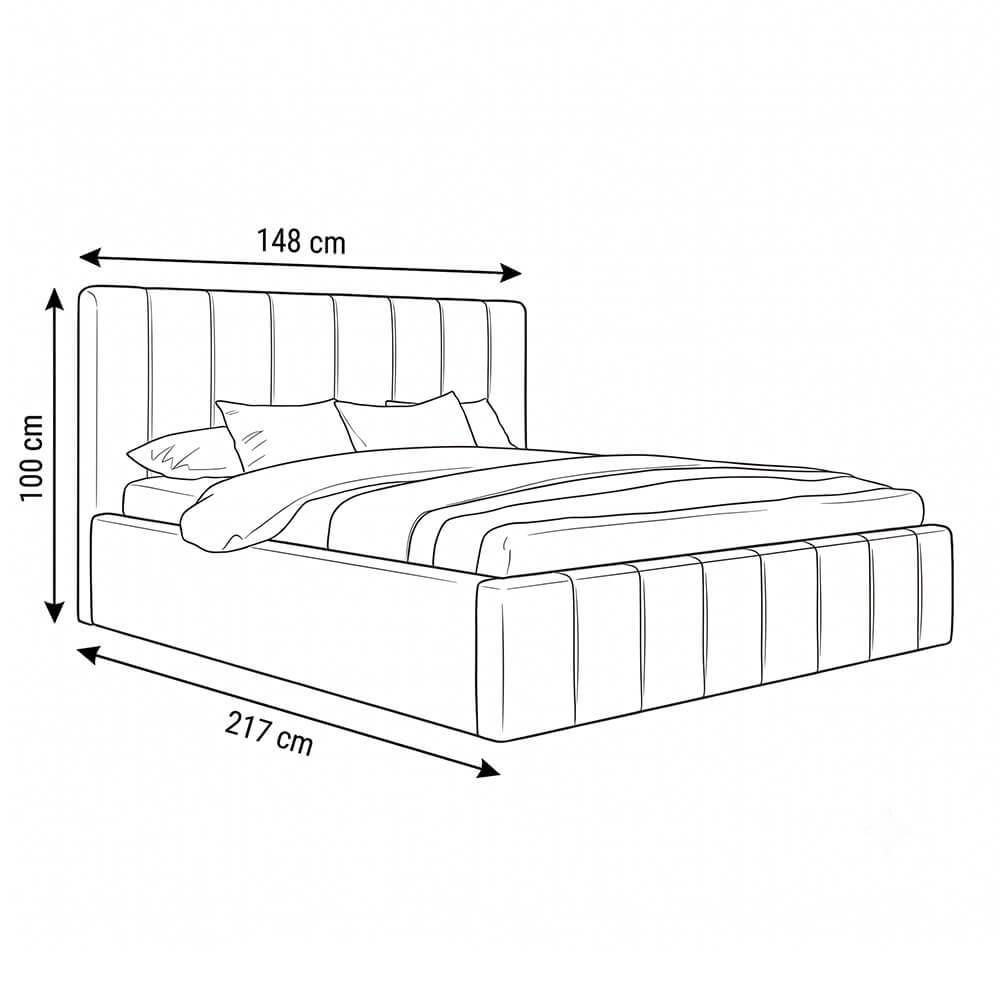 Wymiary beżowego łóżka tapicerowanego boucle SFG0116 140 × 200 cm