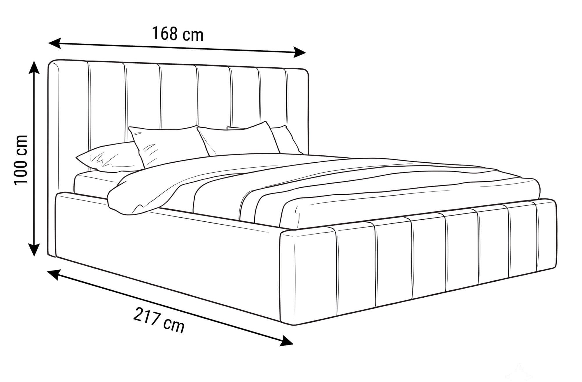 Wymiary łóżka tapicerowanego boucle SFG0116 180 × 200 cm