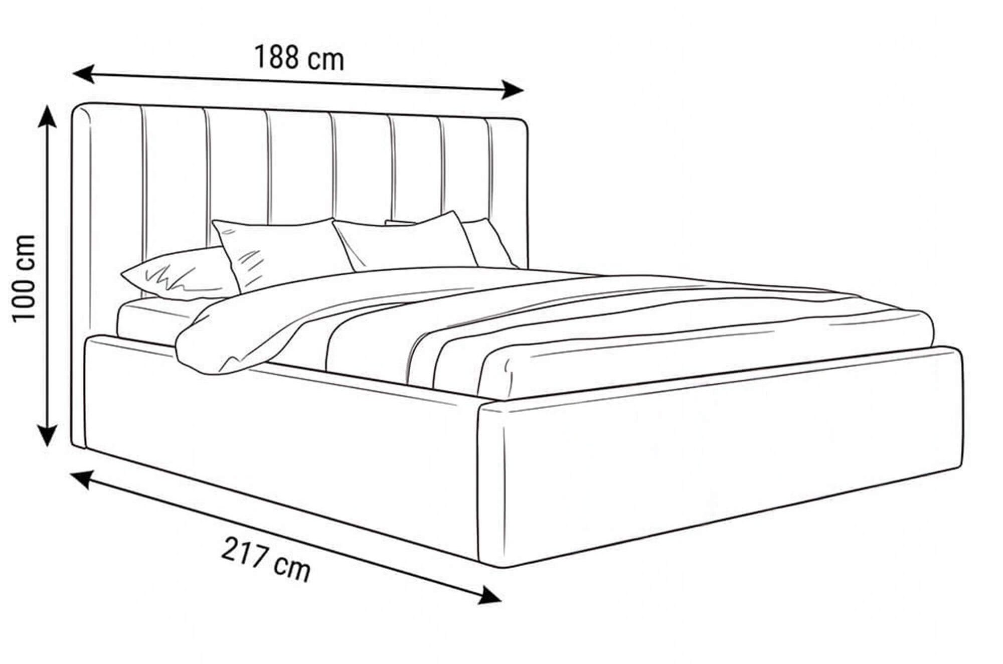 Wymiary łóżka tapicerowanego welurowego SFG0116B 180 × 200 cm