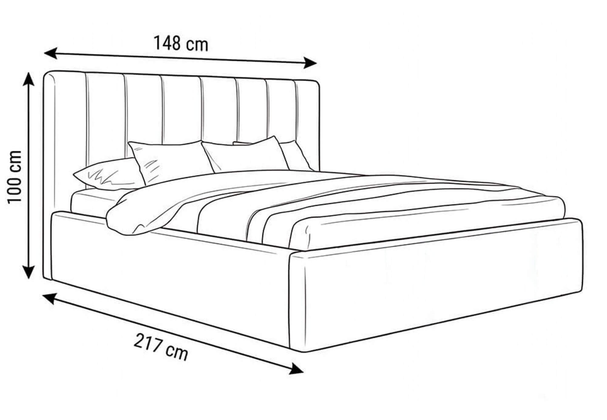 Wymiary łóżka tapicerowanego welurowego SFG0116B 140 × 200 cm